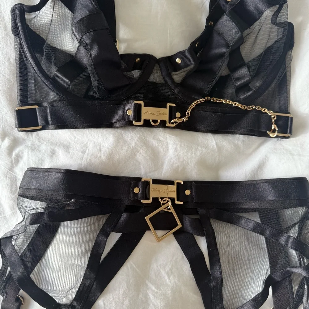 Honey Birdette Black Strappy Bra Set - Picture 4 of 6